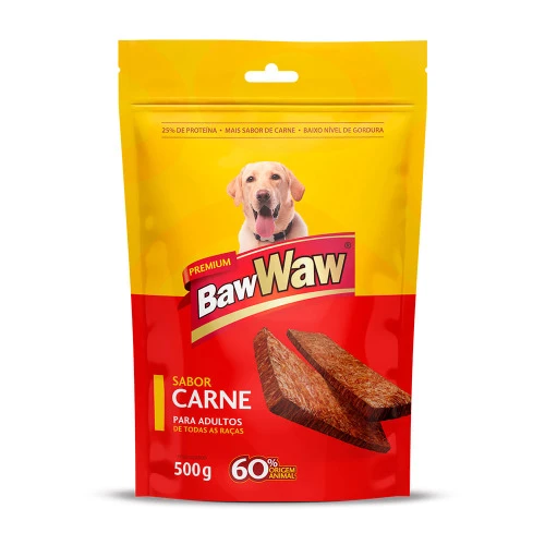 ALIMENTO CÃO BAW WAW 500G BIFINHO CARNE