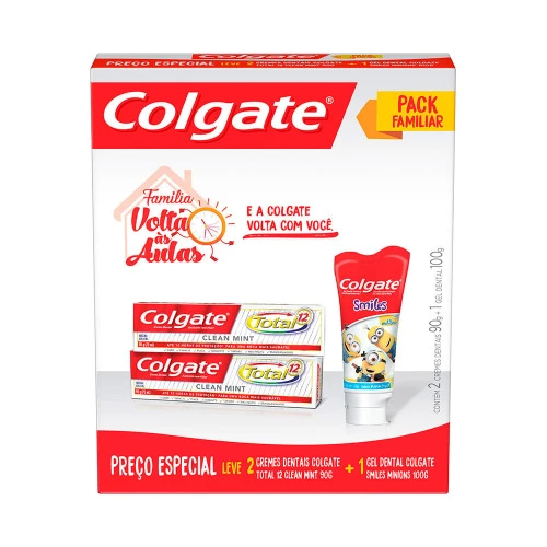 KIT COLGATE TOTAL 12 CLEAN MINT 90GR 2 UNIDADES  GEL DENTAL SMILES 100G