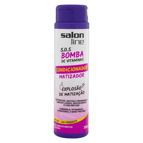 CONDICIONADOR MATIZADOR CABELOS MISTOS A OLEOSOS SALON LINE S O S BOMBA FRASCO 300ML