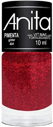 ESMALTE PIMENTA ANITA COSMÉTICOS GLITTER VERMELHO