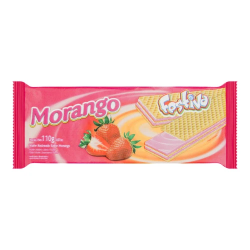 BISCOITO WAFER RECHEADO DE MORANGO FESTIVA PACOTE 110G