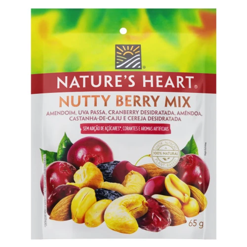 MIX DE FRUTAS E SEMENTES NUTTY BERRY NATURES HEART POUCH 65G