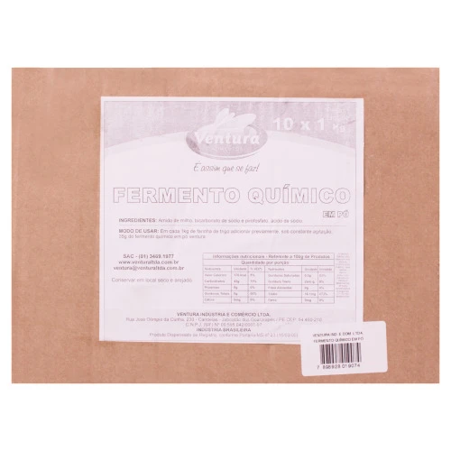 FERMENTO QUÍMICO EM PÓ VENTURA CAIXA 10KG 10 UNIDADES