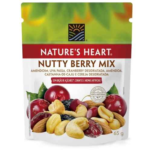 MIX DE FRUTAS E SEMENTES NUTTY BERRY NATURES HEART POUCH 65G