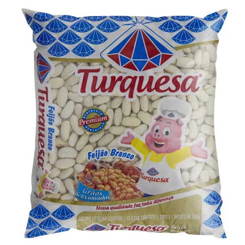 FEIJÃO BRANCO TIPO 1 TURQUESA PACOTE 500G