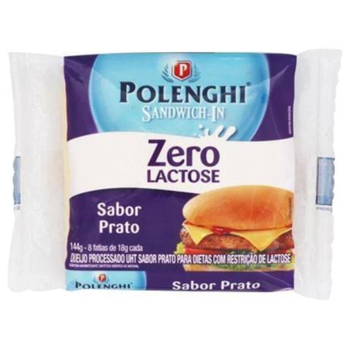 QUEIJO PROCESSADO UHT PRATO ZERO LACTOSE POLENGHI SANDWICH IN 144G 8 UNIDADES
