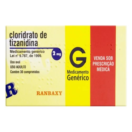 CLORIDRATO DE TIZANIDINA 2MG RANBAXY CAIXA 30 COMPRIMIDOS