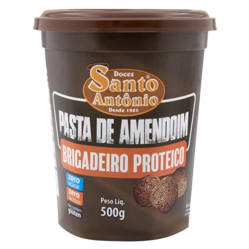 PASTA DE AMENDOIM BRIGADEIRO PROTEICO ZERO LACTOSE ZERO AÇÚCAR SANTO ANTÔNIO POTE 500G