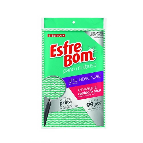 PANO MULTIUSO VERDE ESFREBOM BETTANIN 5 UNIDADES