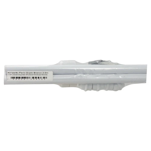 KIT VARÃO PARA CORTINA DUPLO BRANCO STD 2 0M