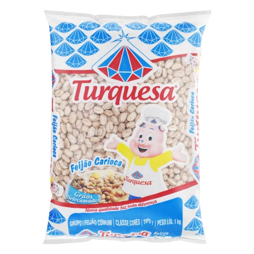FEIJÃO CARIOCA TIPO 1 TURQUESA PACOTE 1KG