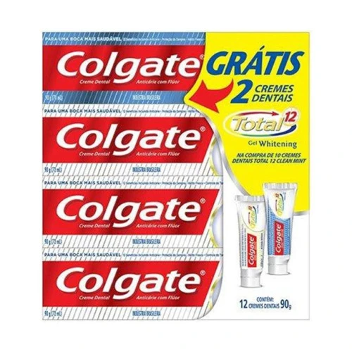 CREME DENTAL COLGATE TOTAL 12 CLEAN MINT LEVE 10 GRÁTIS 2 CREMES DENTAIS WHITINING 90G