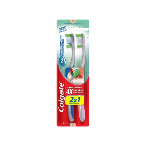 ESCOVA DENTAL COLGATE 360º HÁLITO SAUDÁVEL 2 UNIDADES