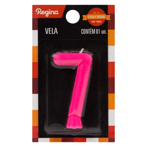 VELA DE ANIVERSÁRIO FÁCSIA Nº 7 REGINA SOLID COLORS CARTELA