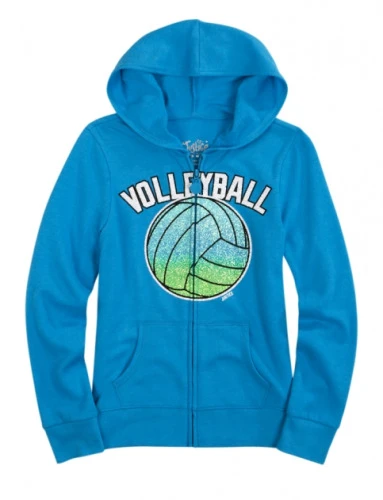 JUSTICE GIRLS NEON SPORTS JACKET TROPICAL TEAL VOLLEYBALL SIZE 14