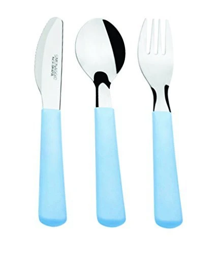 SIMONAGGIO 3 PIECE COLORFUL TODDLER FLATWARE SET BLUE
