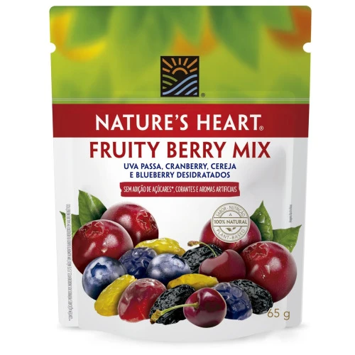 MIX DE FRUTAS DESIDRATADAS FRUITY BERRY NATURES HEART POUCH 65G
