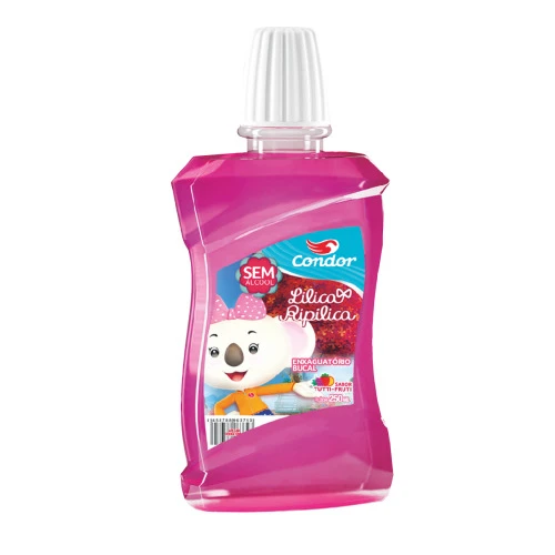 ENXAGUANTE BUCAL INFANTIL ZERO ÁLCOOL TUTTI FRUTTI LILICA RIPILICA CONDOR FRASCO 250ML