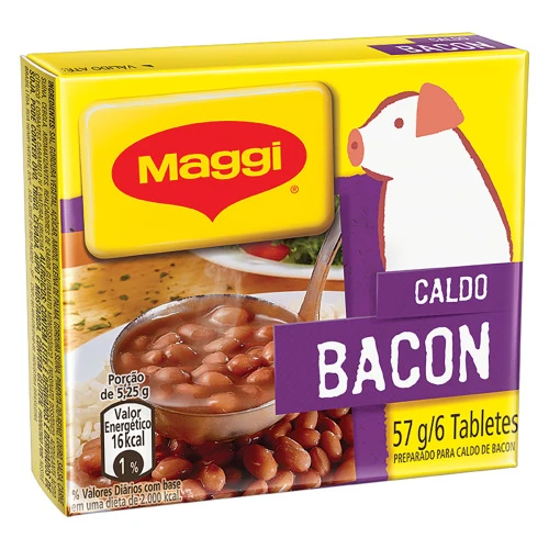 CALDO EM TABLETE BACON MAGGI CAIXA 57G 6 UNIDADES