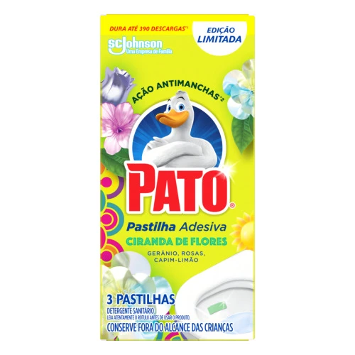 DETERGENTE SANITÁRIO PASTILHA ADESIVA CIRANDA DE FLORES PATO 3 UNIDADES