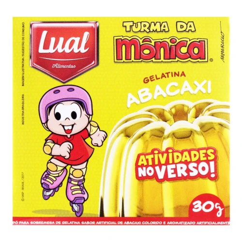 GELATINA EM PÓ ABACAXI TURMA DA MÔNICA LUAL ALIMENTOS CAIXA 30G