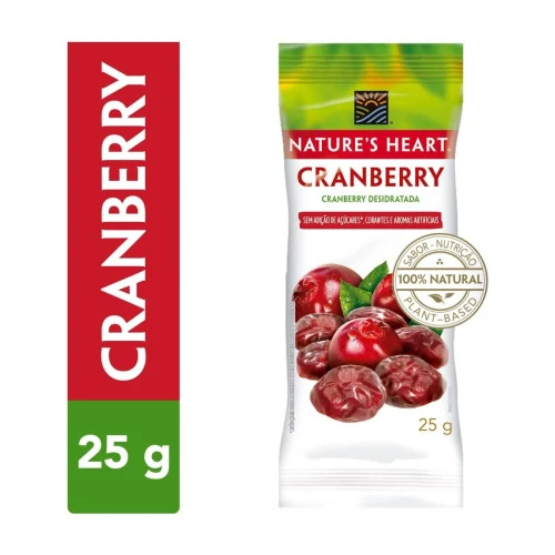 CRANBERRY DESIDRATADA NATURES HEART PACOTE 25G