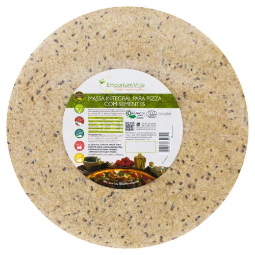 MASSA PARA PIZZA INTEGRAL ORGÂNICA SEMENTES ZERO LACTOSE ZERO AÇÚCAR EMPORIUM VIDA 235G