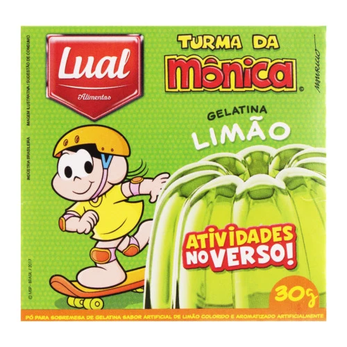 GELATINA EM PÓ LIMÃO TURMA DA MÔNICA LUAL ALIMENTOS CAIXA 30G