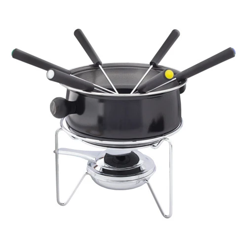 CONJUNTO PANELA PARA FONDUE PRETA RICH WELL CAIXA 10 PEÇAS
