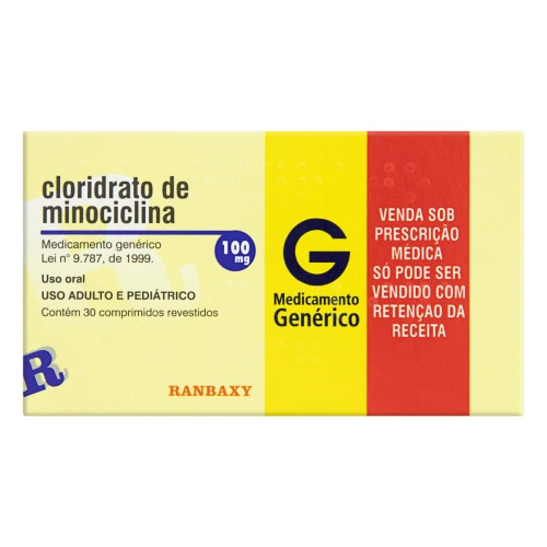 CLORIDRATO DE MINOCICLINA 100MG RANBAXY CAIXA 30 COMPRIMIDOS REVESTIDOS