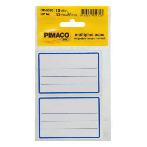 ETIQUETA ESCOLAR PIMACO AZUL BIC COM 10 UNIDADES