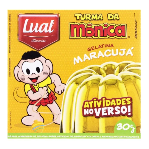GELATINA EM PÓ MARACUJÁ TURMA DA MÔNICA LUAL ALIMENTOS CAIXA 30G