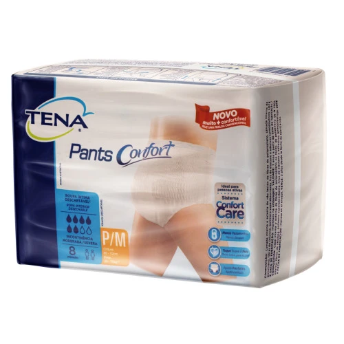 ROUPA ÍNTIMA DESCARTÁVEL P/M UNISSEX TENA PANTS CONFORT PACOTE 8 UNIDADES