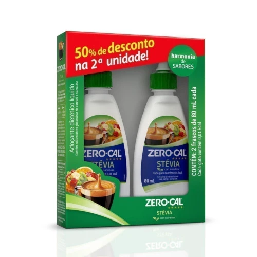 ZERO-CAL STÉVIA ADOÇANTE LÍQUIDO PACK 50% 2ª UNIDADE