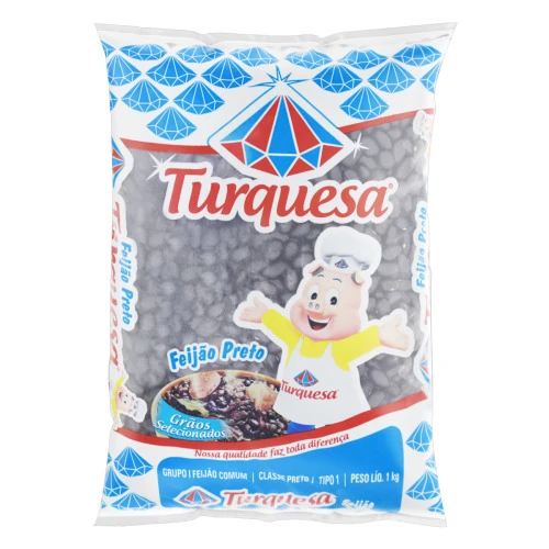 FEIJÃO PRETO TIPO 1 TURQUESA PACOTE 1KG