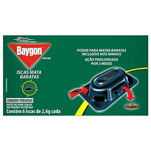 INSETICIDA ISCA MATA BARATAS BAYGON CAIXA 6 UNIDADES 2 6G CADA