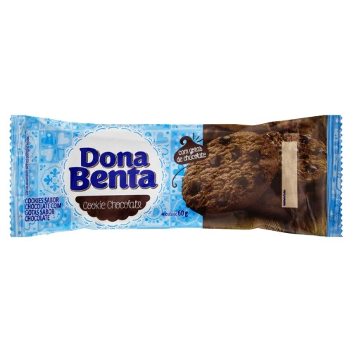 BISCOITO COOKIE CHOCOLATE COM GOTAS DE CHOCOLATE DONA BENTA PACOTE 60G