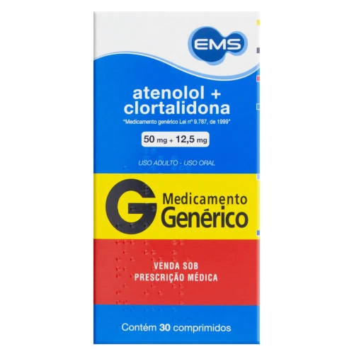 ATENOLOL 50MG CLORTALIDONA 12 5MG EMS CAIXA 30 COMPRIMIDOS