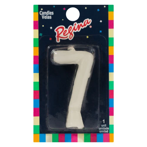 VELA DE ANIVERSÁRIO BRANCA Nº 7 REGINA CARTELA