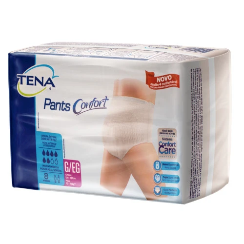 ROUPA ÍNTIMA DE INCONTINÊNCIA TENA PANTS CONFORT UNISEX TAM. G/EG - 8 UNIDADES