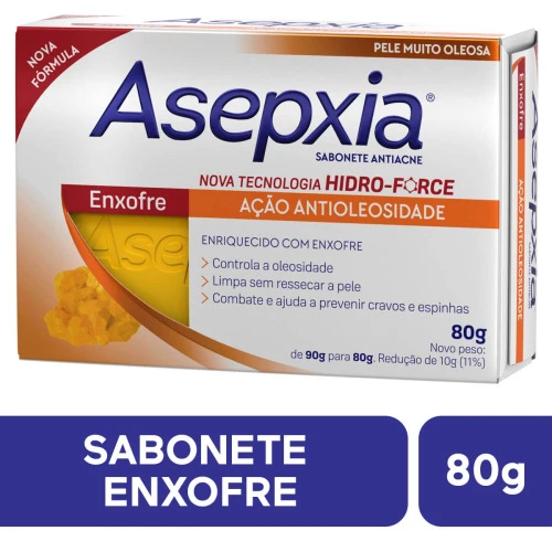 SABONETE EM BARRA ASEPXIA ENXOFRE AÇÃO ANTIOLEOSIDADE 80G