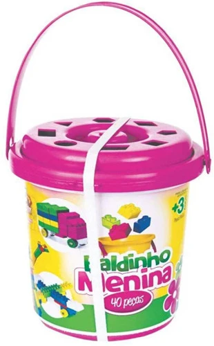 BALDINHO MENINA COM 40 BLOCOS DE MONTAR  01 BASE DE 20X25CM