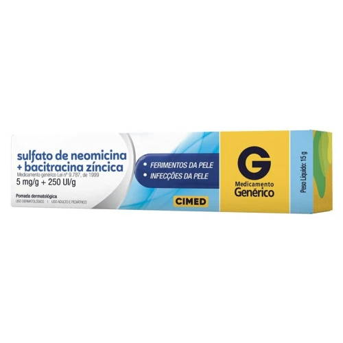 SULFATO DE NEOMICINA 5MG G  BACITRACINA 250UI G GENÉRICO CIMED 15G POMADA