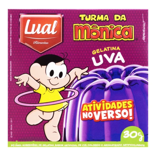 GELATINA EM PÓ UVA TURMA DA MÔNICA LUAL ALIMENTOS CAIXA 30G