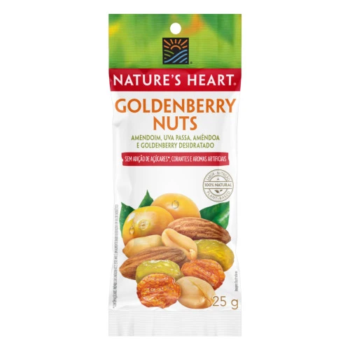 MIX DE FRUTAS E SEMENTES GOLDENBERRY NUTS NATURES HEART PACOTE 25G