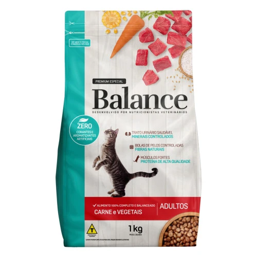 ALIMENTO PARA GATOS ADULTOS CARNE E VEGETAIS BALANCE PREMIUM ESPECIAL POUCH 1KG