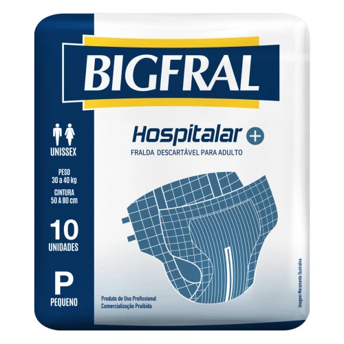 FRALDA DESCARTÁVEL ADULTO BIGFRAL HOSPITALAR P PACOTE 10 UNIDADES