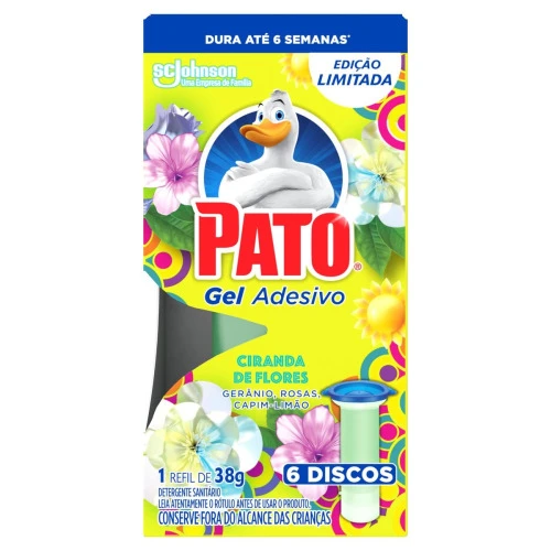 DESODORIZADOR SANITÁRIO PATO GEL ADESIVO REFIL CIRANDA DE FLORES ED. LTDA 6 UNIDADES