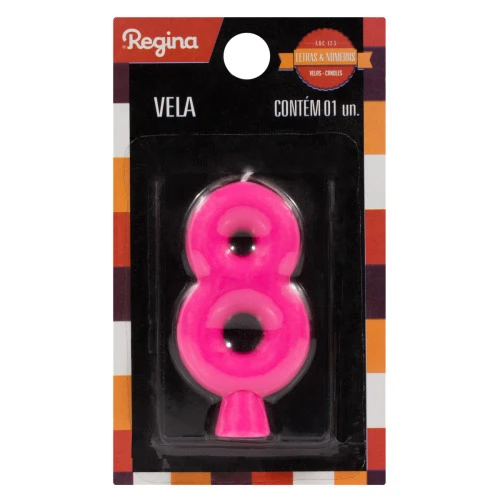 VELA DE ANIVERSÁRIO FÁCSIA Nº 8 REGINA SOLID COLORS CARTELA
