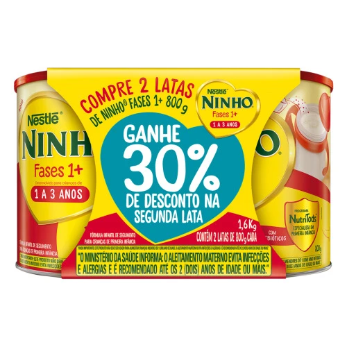 PROMO NINHO FASES 1+ 2X800G LATA 30% OFF